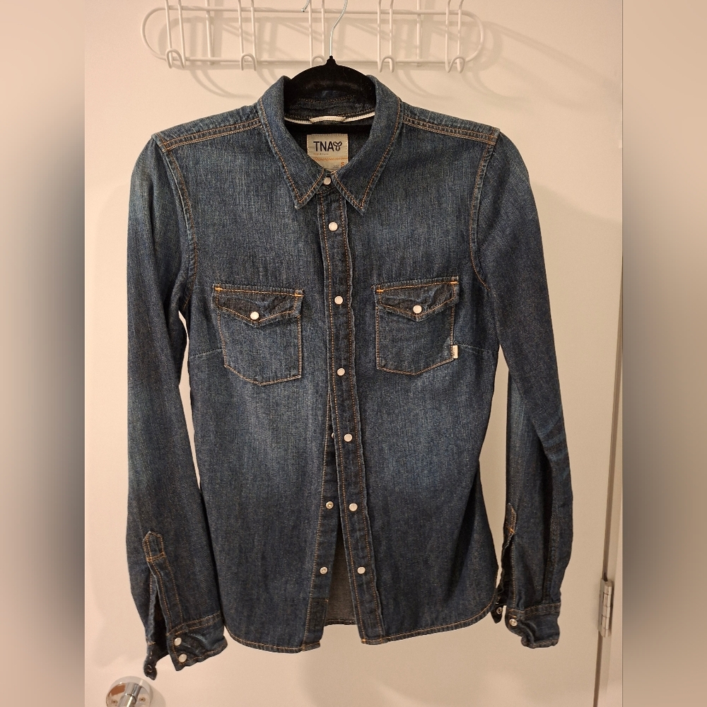 TNA Dark Blue Denim Button-Up Shirt